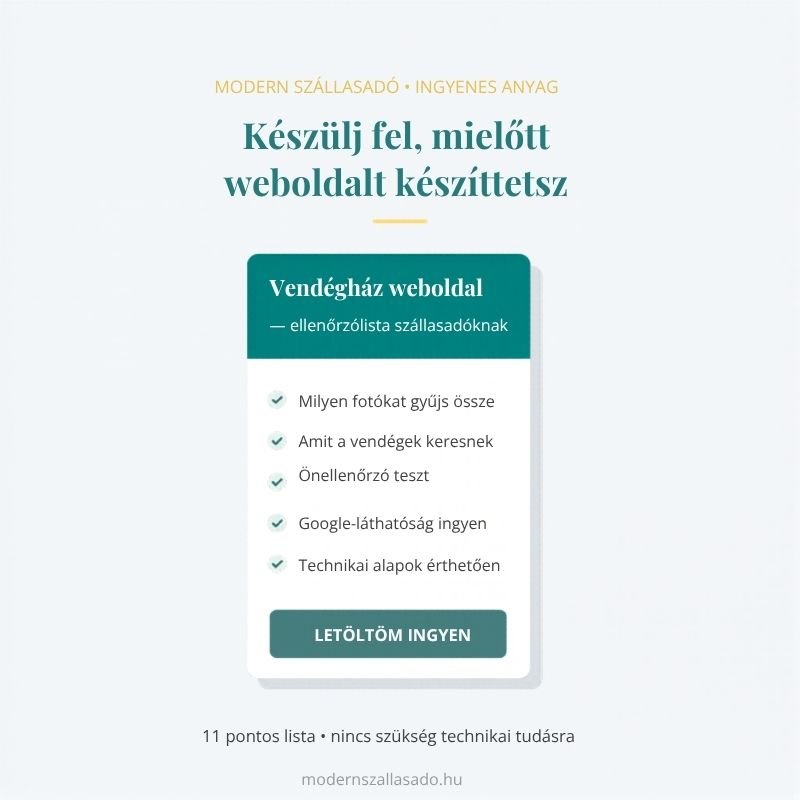 Modern szállasadó • weboldal ellenőrző lista- ingyenes anyag