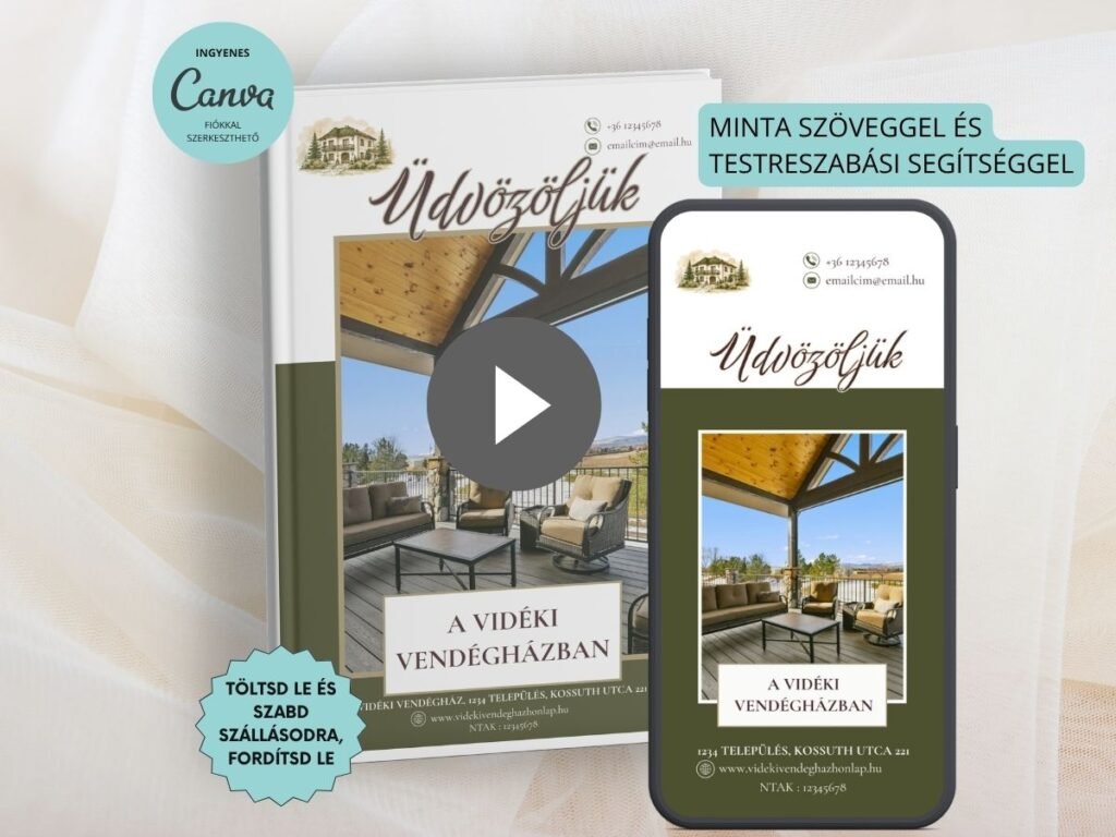Mobil és nyomtatható vendégtájékoztató egy csomagban Modern Szállásadó