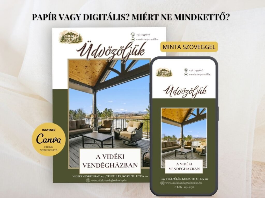 nyomtatott vagy digitális vendégtájékoztató