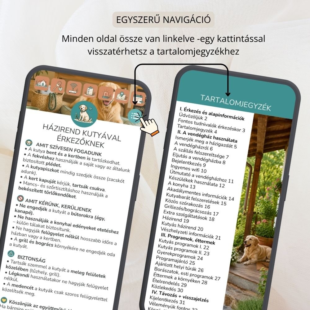 digitális vendégtájékoztató és útikönyv kutyabarát szállásadóknak