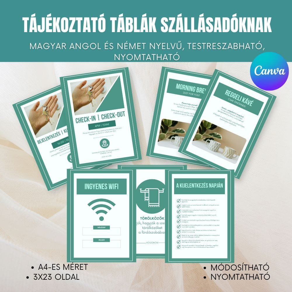 tájékoztató tábla sablonok vendégházaknak